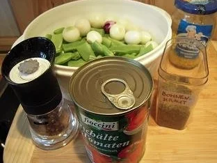 Stangenbohnen mit Tomaten, Kartöffelchen und Minutenkassler - Rezept - Bild Nr. 3