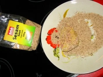 Rezept: Gratiniertes Sesam-Schweinelendchen mit Gemüse Bild Nr. 4 Gratiniertes Sesam-Schweinelendchen mit Gemüse - Rezept - Bild Nr. 4