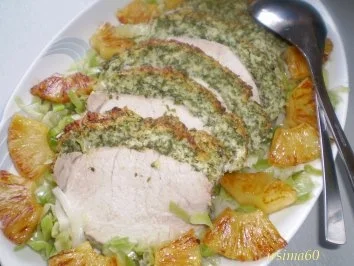 Schweinerücken mit Petersilien - Ananaskruste - Rezept - Bild Nr. 2