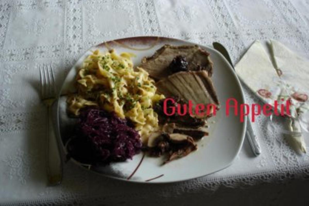 Rinderbraten mit Orangengelee und getrockneten Pflaumen - Rezept ...