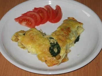 Pfannkuchen mit Spinat und Käse - Rezept