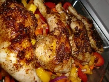 Süß-sauer geschmorte Hähnchenschenkel - Rezept