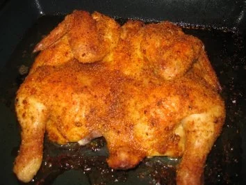 Rezept: Geflügel: Plattes, knuspriges Würzhähnchen! Geflügel: Plattes, knuspriges Würzhähnchen! - Rezept