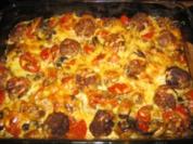 Kartoffel-Pilz Gratin mit Hackbällchen - Rezept