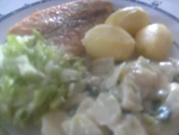 Rezept: Pangasius-Filet mit Rahmkohlrabi Salatbeilage Pangasius-Filet mit Rahmkohlrabi Salatbeilage - Rezept