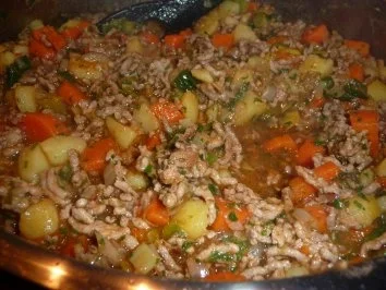 Geschmortes Zwiebelhackfleisch - Rezept