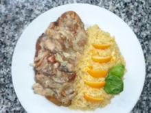 Putenschnitzel an Orangenreis und Pilzgemüse - Rezept