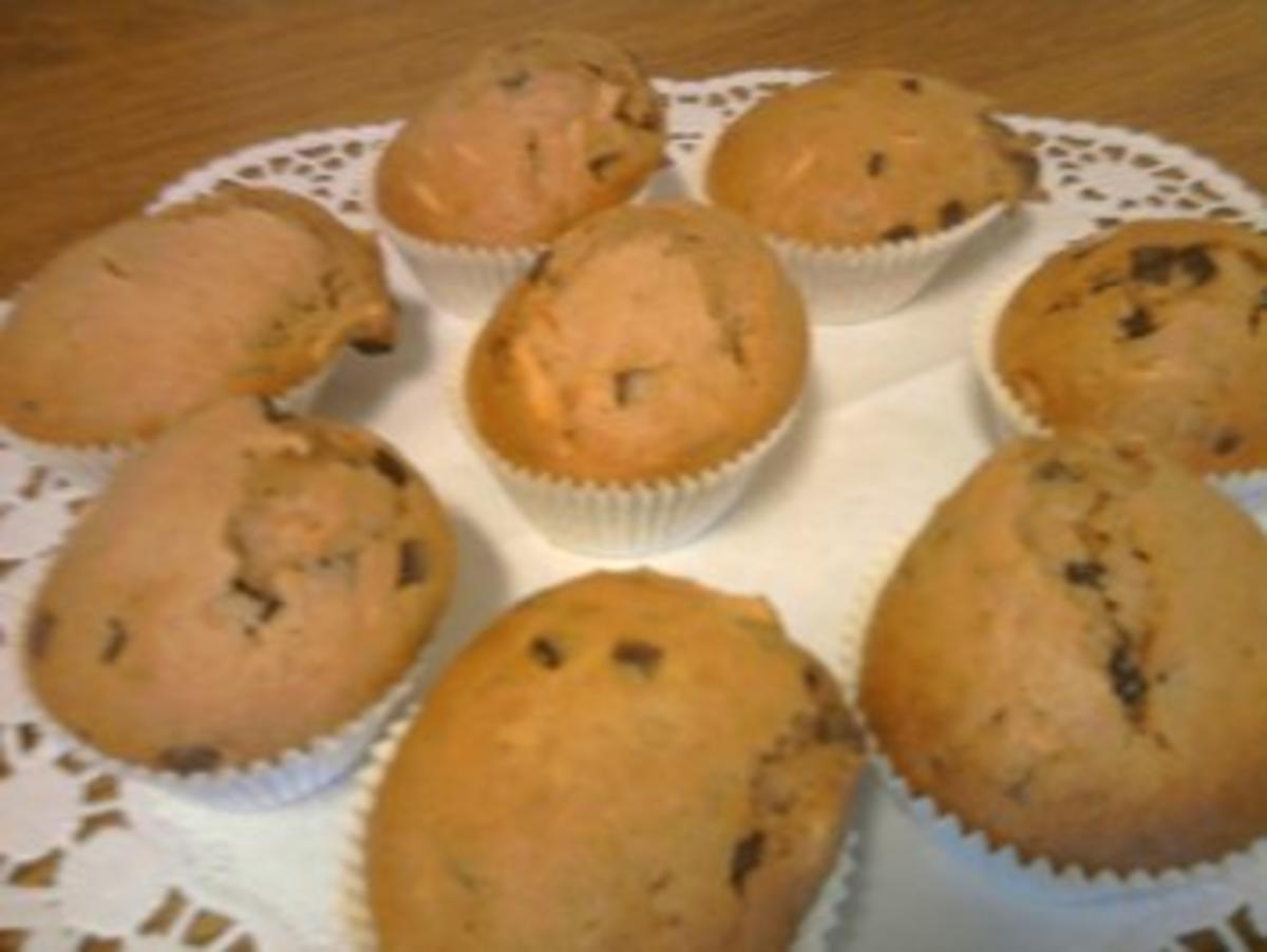 Apfel-Schoko-Muffins auf Vanillesossespiegel - Rezept - Bild Nr. 7