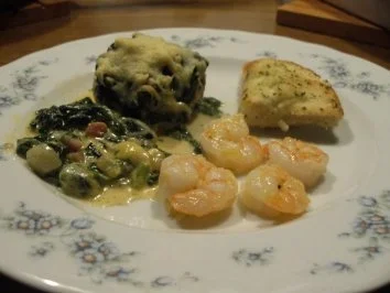 Champignons gefüllt mit Blattspinat - Rezept