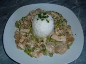 Fleisch : Erbsen-Pfanne mit Schnitzelstreifen - Rezept