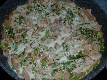 Rezept: Fleisch : Erbsen-Pfanne mit Schnitzelstreifen Bild Nr. 5 Fleisch : Erbsen-Pfanne mit Schnitzelstreifen - Rezept - Bild Nr. 5