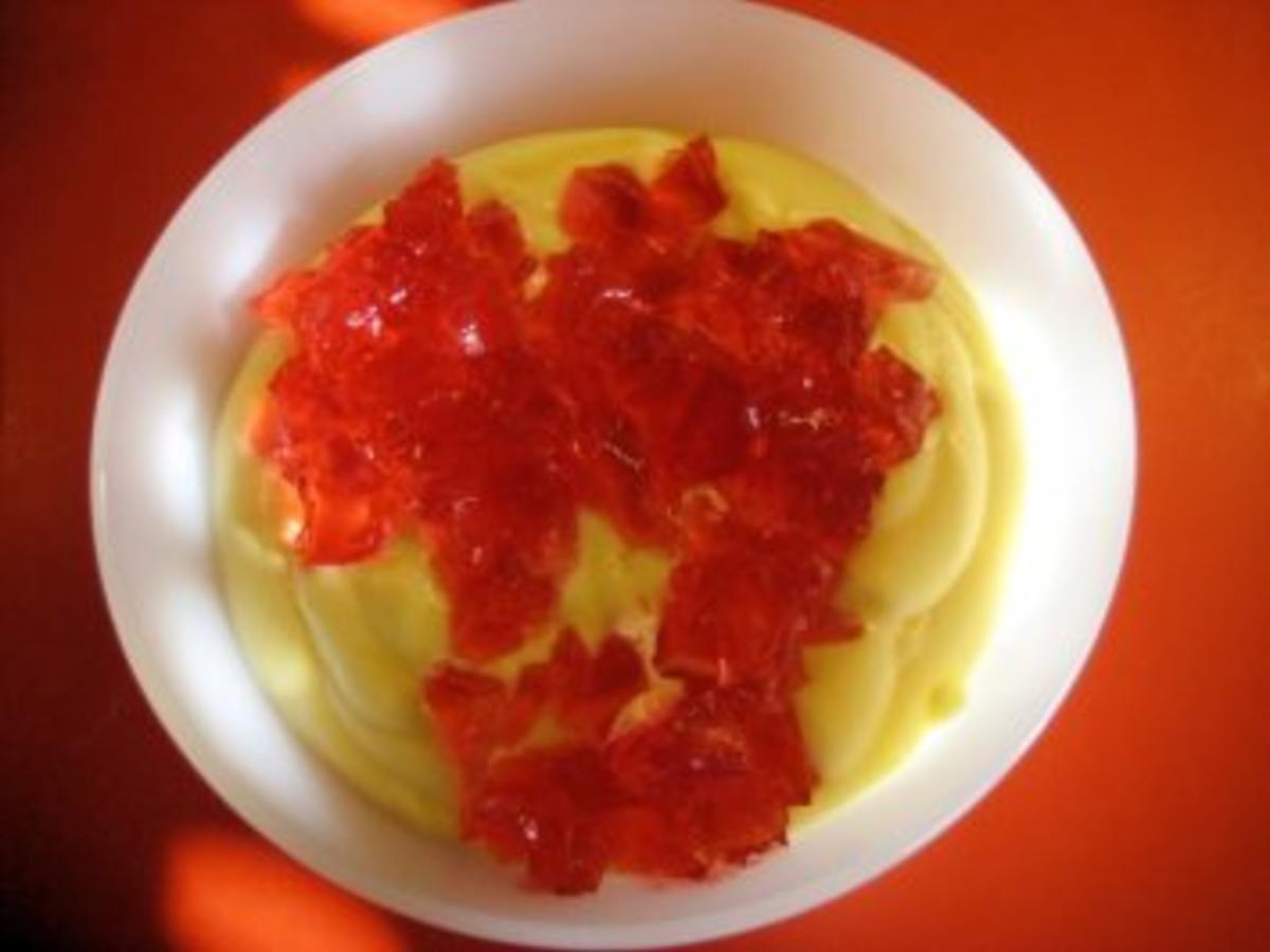 Vanillecreme Pudding mit Himbeer Götterspeise - Rezept - kochbar.de