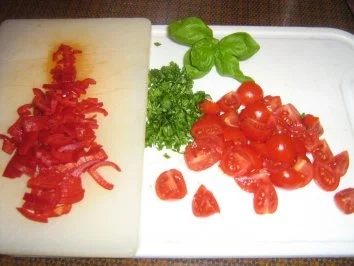 Rührei mit Speck, Paprika und Tomaten - Rezept - Bild Nr. 3