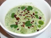 Süppchen: Cremesuppe mit Feldsalat und Kräutern - Rezept