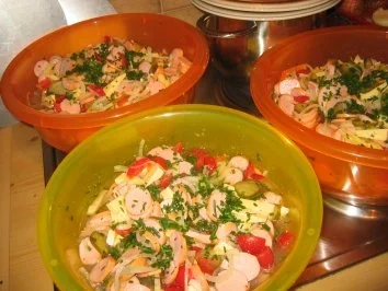 Rezept: Party: Bayr.Bockwurst-Salat für mind. 20 Personen! Bild Nr. 2 Party: Bayr.Bockwurst-Salat für mind. 20 Personen! - Rezept - Bild Nr. 2