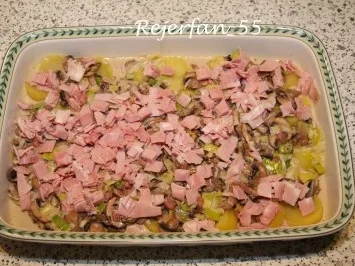 Rezept: Champignon-Lauch-Schinken-Auflauf Bild Nr. 6 Champignon-Lauch-Schinken-Auflauf - Rezept - Bild Nr. 6