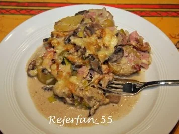 Rezept: Champignon-Lauch-Schinken-Auflauf Bild Nr. 2 Champignon-Lauch-Schinken-Auflauf - Rezept - Bild Nr. 2