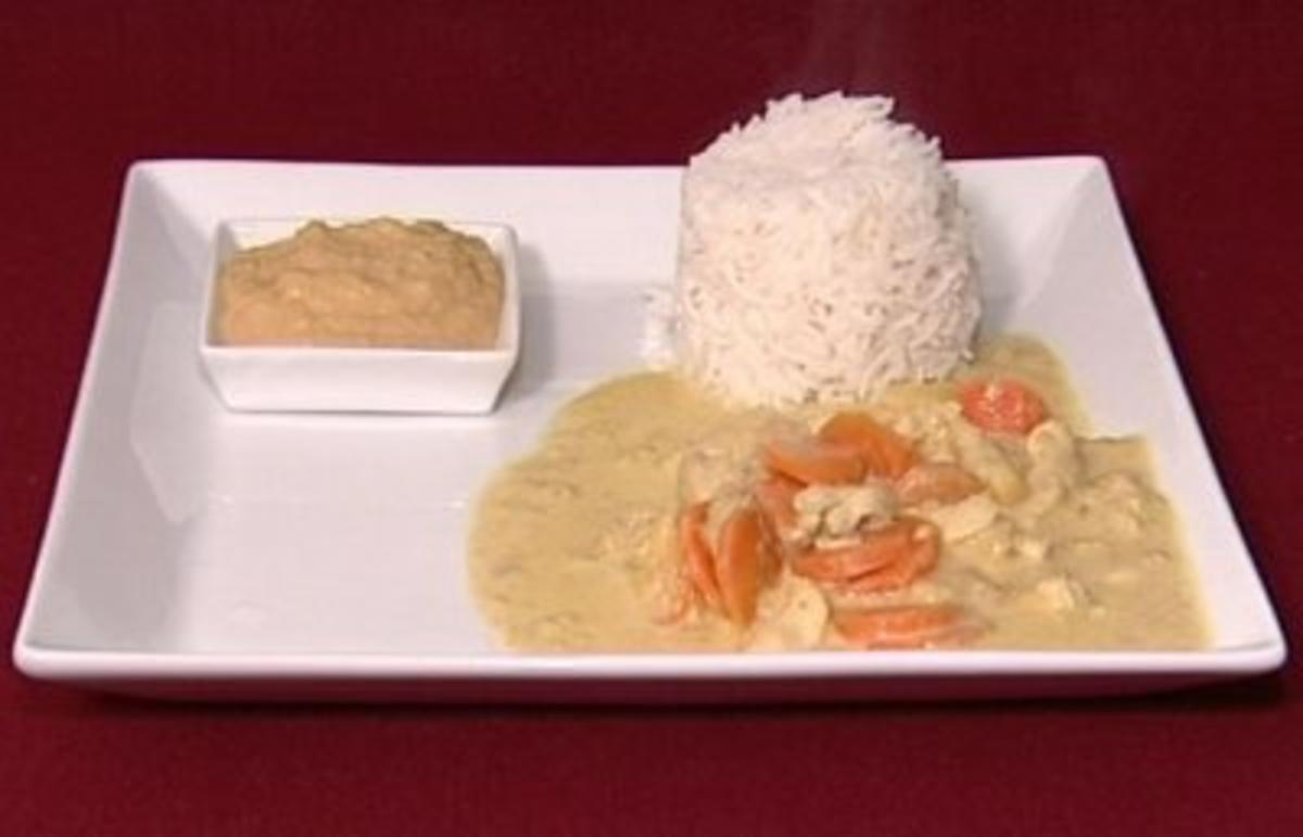 Chicken Madras auf indischem Reis mit Kichererbsenmus (Dirk Moritz) - Rezept