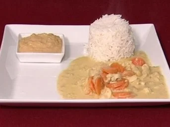 Rezept: Chicken Madras auf indischem Reis mit Kichererbsenmus (Dirk Moritz) Chicken Madras auf indischem Reis mit Kichererbsenmus (Dirk Moritz) - Rezept