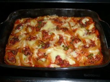 RESTEVERWERTUNG/Wochenendaufschnitt:gefüllte Muschelnudeln - Rezept