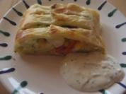 Kartoffel_Gemüse-Strudel mit Schnittlauchsauce - Rezept