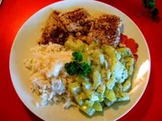 Dill-Gurkengemüse  mit  ( Sesam-Fischfilet .....Wallerfilet =Welsfilet   im KB) - Rezept