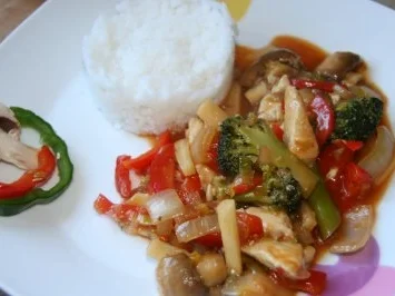 Hähnchenbrustfilet mit Wok-Gemüse und Cashews - Rezept