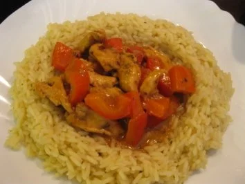 Pollo al adobo con la vera de arroz - Marinierte Hähnchenbrust im Reisrand - Rezept