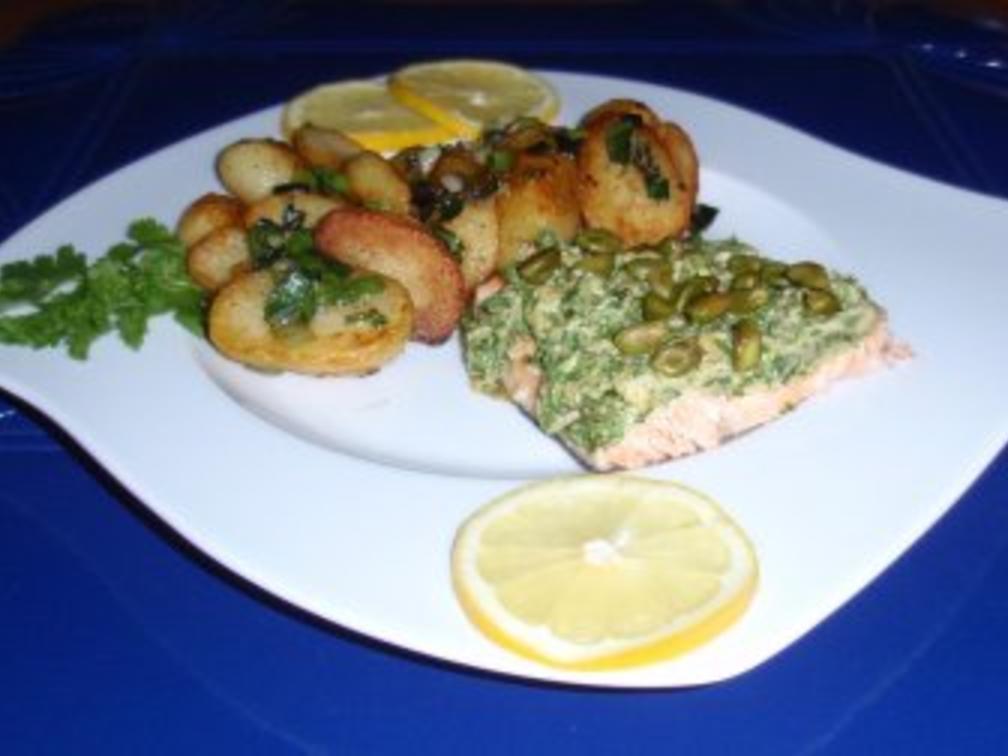 Saiblingsfilet mit Kräuterhaube und Bratkartöffelchen - schnell ...