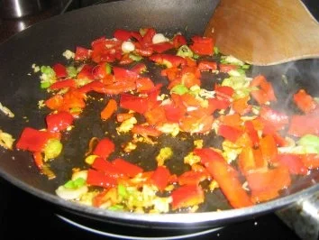 Spaghetti mit Paprika-Gorgonzola-Soße - Rezept - Bild Nr. 3