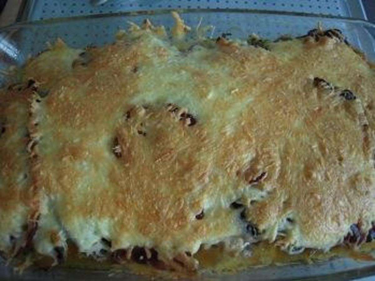 Putenbrustfilet, Aubergine, Porree und Champignons, mit Käse überbacken - Rezept - Bild Nr. 7