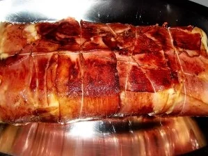 Rezept: Gegrillte Maultasche im Speckmantel auf Spinat mit Achatschnecken garniert Bild Nr. 13 Gegrillte Maultasche im Speckmantel auf Spinat mit Achatschnecken garniert - Rezept - Bild Nr. 13