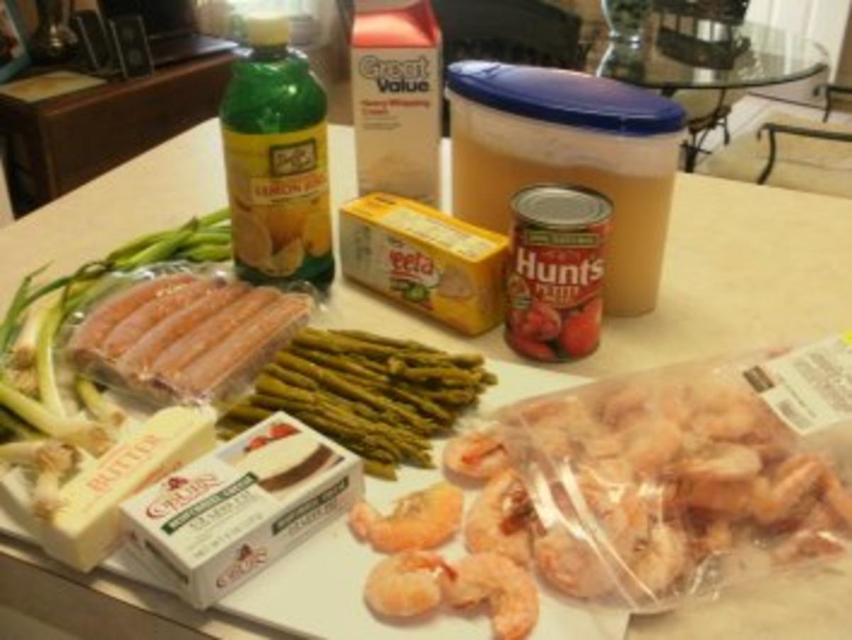 Suppe- Spargel Creme Suppe mit Shrimp und geraeucherte Wurst   -   Gut wenn es draussen kuehl ist - Rezept - Bild Nr. 2