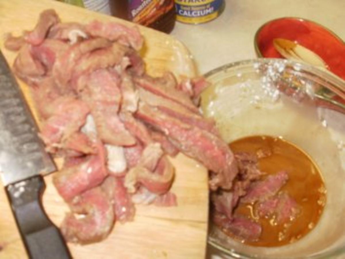Rindfleisch- Orangenschale  Rindfleisch Streifen mit Reis und Ingwer Bohnen - wer gerne Orientalisch isst liebt das - Rezept - Bild Nr. 3