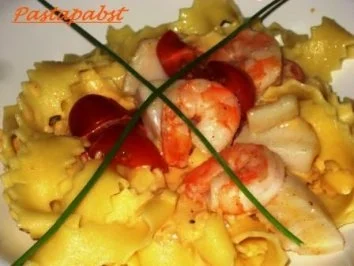 Pasta - Mafaldine an Garnelen und Jakobsmuscheln - Rezept