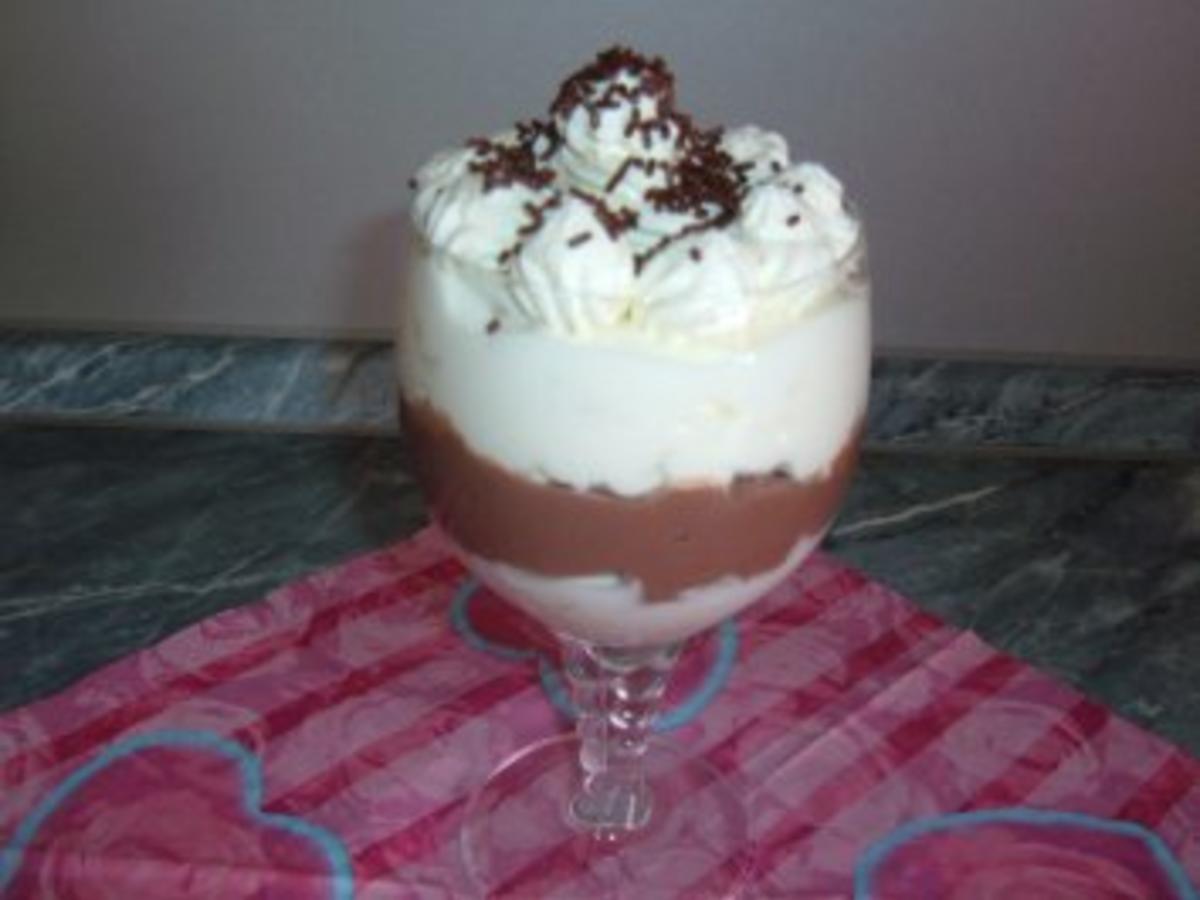 Dessert Schokopudding Ananas Quark mit Sahne für alle die noch im März ...