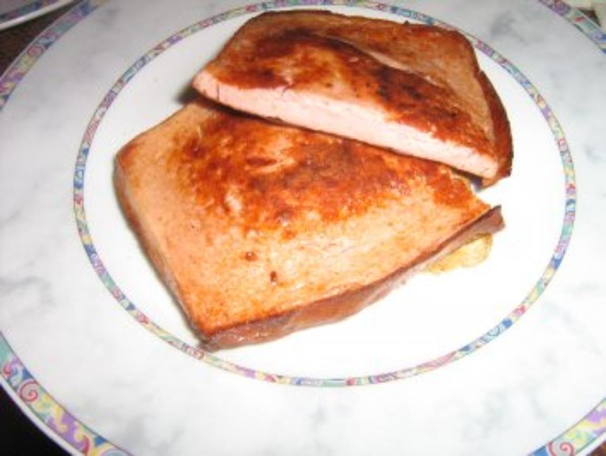 Gebackener Leberkäse auf Toast, mit Ziegenkäse und Ei - Rezept - Bild Nr. 5