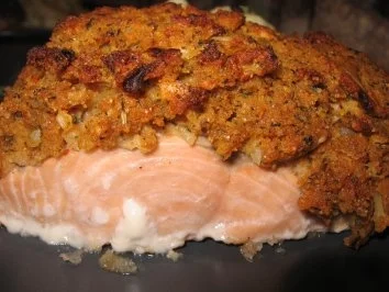 Rezept: Lachsfilet mit Bröselhaube und Senfcremekartoffeln Bild Nr. 2 Lachsfilet mit Bröselhaube und Senfcremekartoffeln - Rezept - Bild Nr. 2