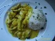  Geschnetzeltes mit Früchten in Curry - Sahne Soße - Rezept