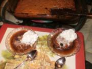 Pudding: Rosinen Pudding - ein altes Rezept von dem Sklaven Kochbuch - Pudding schwimmt in eigener Fluessigkeit - Rezept