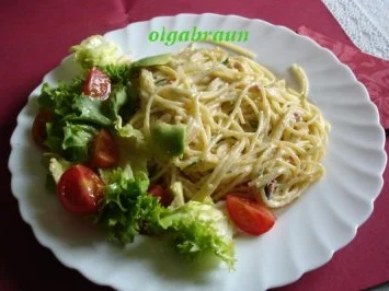 Spaghetti Carbonara mit Kräutern - Rezept