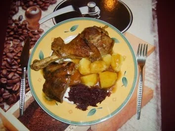 Schweinerolle und Putenkeule - Rezept