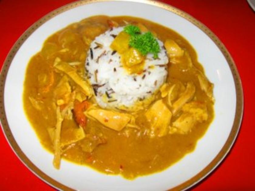 Kokos Curry Hühnchen mit Mango=indisch - einfach - 98 kcal/100g