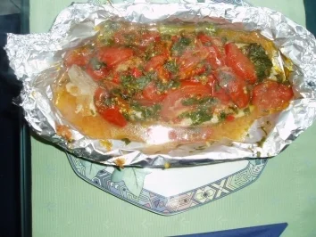 Rezept: Seelachsfilet in Folie gegart Seelachsfilet in Folie gegart - Rezept