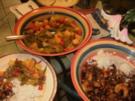 Shrimps mit Huhnfleisch- Fleisch Reste mit Gemuese und Reis und Sosse - 180 Kalorien -Fettarm - Rezept