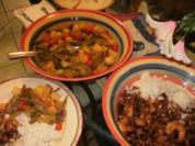 Shrimps mit Huhnfleisch- Fleisch Reste mit Gemuese und Reis und Sosse - 180 Kalorien -Fettarm - Rezept