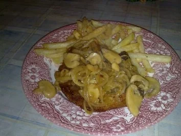 Rezept: Kotlett mit Pilzen und Zwiebel hat sich mein mann für heute bestellt Kotlett mit Pilzen und Zwiebel hat sich mein mann für heute bestellt - Rezept