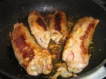 Rinderroulade klassisch mit Prinzeßbohnenpäckchen und  Püree - Rezept - Bild Nr. 6