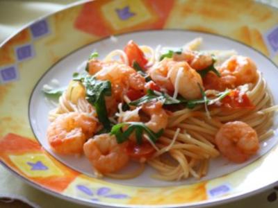 Garnelen - Rucola - Spaghetti - Rezept