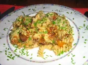 Rezept: Nudelpfanne mit Rolladenrรถllchen und Speckbรถhnen รผberbacken Nudelpfanne mit Rolladenrรถllchen und Speckbรถhnen รผberbacken - Rezept